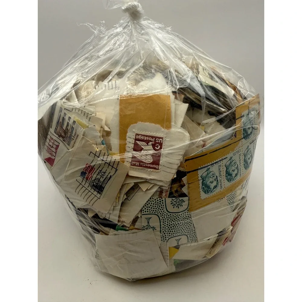 2lb Bulk Lot Used Postage Stamps On Paper Mixed Worldwide US Crafting Collecting